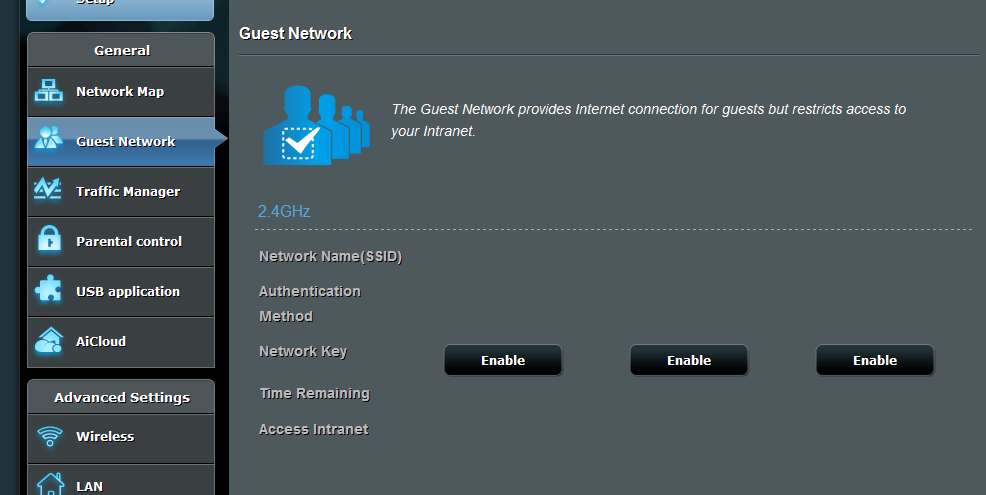 Router Guest Network Screen