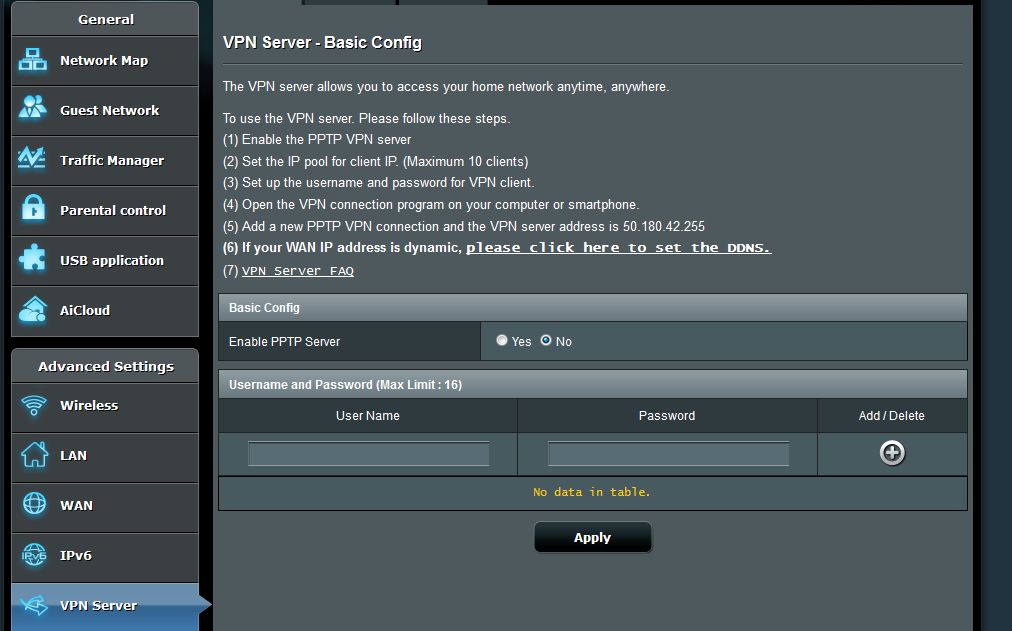 Router VPN Screen