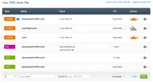 CloudFlare DNS Page